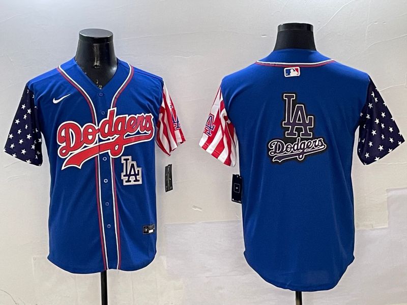 Men Los Angeles Dodgers Blank Blue a generation of national flags Joint name 2025 Nike MLB Jersey style 23